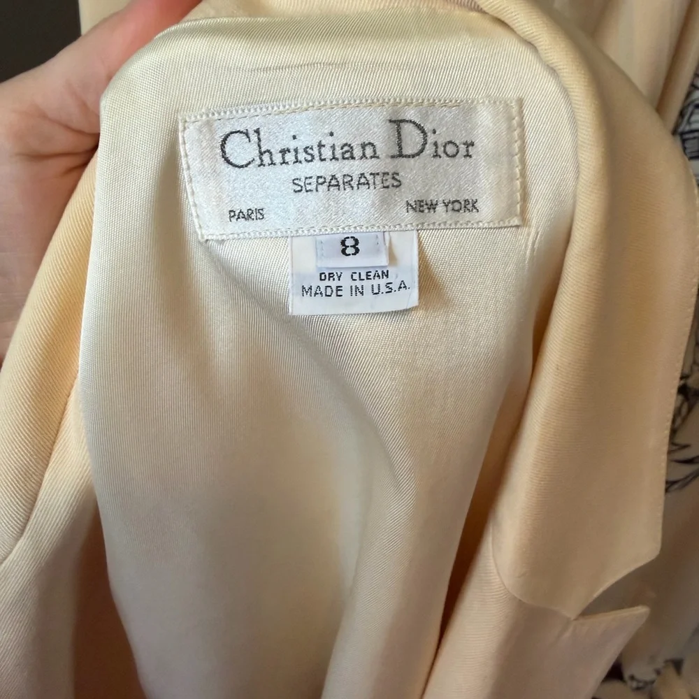 Vintage Christian Dior Cream Women's Blazer & Skirt Set Sz 8 - Picture 14 of 14